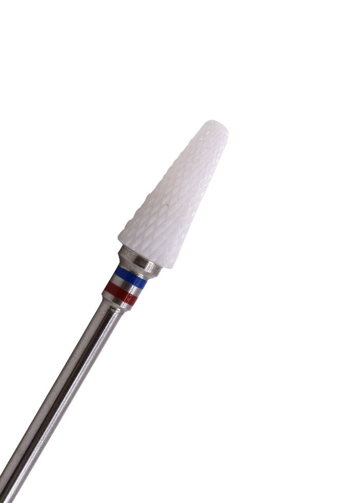 Conical Shape (Cross Cut). Ceramic nail drill bit. Red-Blue image 0